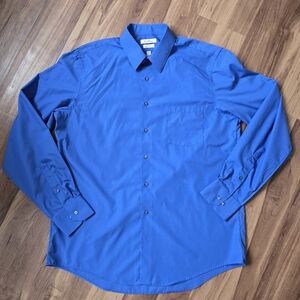 VGUC Bright Royal Blue Van Heusen Men's Dress Button up dress shirt 16-16.5in